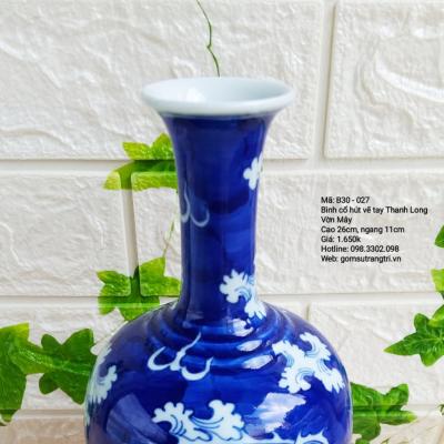Bình Cổ Hút Vẽ Tay Thanh Long Vờn Mây